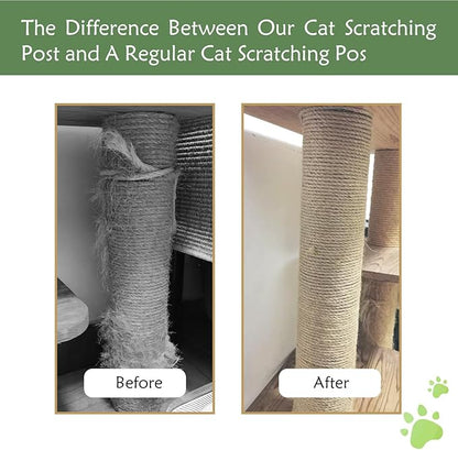 4 Pcs Cat Scratching Posts Replacement,15.7"x3.1''Natural Sisal Cat Tree Post Replace Parts for Indoor Cats Tower Repair Scratch Refill Poles with M8 Screws for Kitten Spare Furniture Accessories
