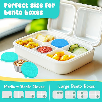 LIEMAND 6x1.6 oz Salad Dressing Container to Go, Leakproof Reusable Stainless Steel Small Container with Lid,Sauce Containers for Lunch box,Picnics,Travel,Office and Meal Prep