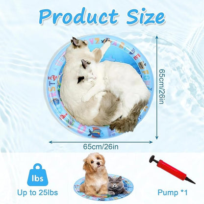 Cat Water Mat, Pet Water Bed with Fish, Thickened Sensory Play Mat for Cats, Leak-Proof Inflatable Cooling Playmat, Washable Pool Toy for Indoor Outdoor Exercise(Dolphin)
