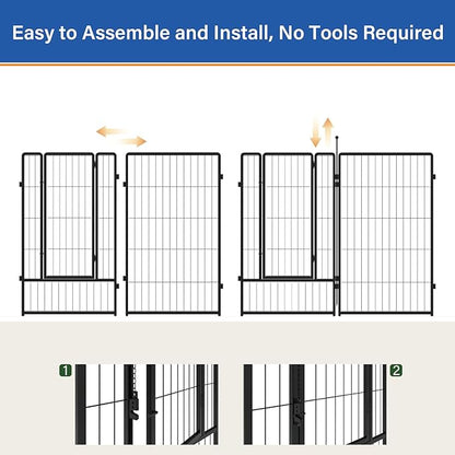 Dog Playpen 36 inch 12 Panels for Indoor & Outdoor Use – Heavy-Duty Metal Pet Fence with Ground Stakes, Rounded Ball Tops for Safety, Stable & Foldable Design, Easy to Assemble