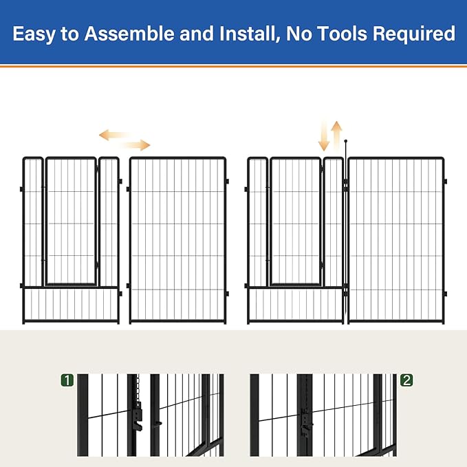 Dog Playpen 24 inch 4 Panels for Indoor & Outdoor Use – Heavy-Duty Metal Pet Fence with Ground Stakes, Rounded Ball Tops for Safety, Stable & Foldable Design, Easy to Assemble