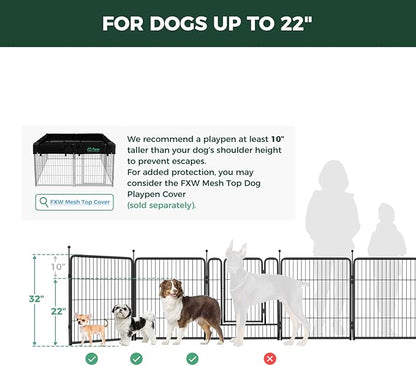 FXW Rollick Unleashed Dog Playpen for Indoor, Yard, RV Camping, 32 inch 32 Panels for Small and Medium Dogs, Black│Patented