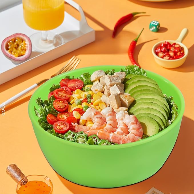 Set of 4 Plastic Prep Bowls with Lids，Microwave and Dishwasher Safe,Ideal for Baking, Prepping, Cooking and Serving Food (Green)