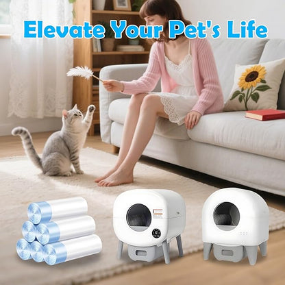 Cat Litter Bags 120 Count, 26.37"X15.74" Drawstring Close Litter Box Liners for Automatic Litter Box,Thick Cat Poop Bags,Easy to Clean,Heavy Duty Robot Bag for Self-Cleaning Box