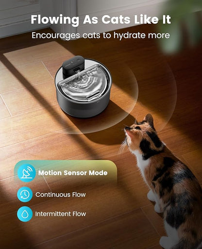 oneisall Cat Water Fountain Stainless Steel Tray: 108oz/3.2L Wireless Pet Fountain for Cats Indoor, Rechargeable Battery Operated Automatic Cordless Water Dispenser for Drinking, Ultra Quiet, BPA-Free