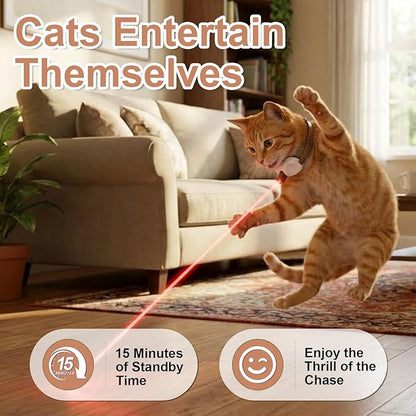 Walfront Cat Toys, Automatic Interactive Brown Light Collar, USB Rechargeable Adjustable 9.1–13.4in, 2 Modes & 41° Angle, Hands-Free Indoor Chase for Cats & Kittens, Fun Play