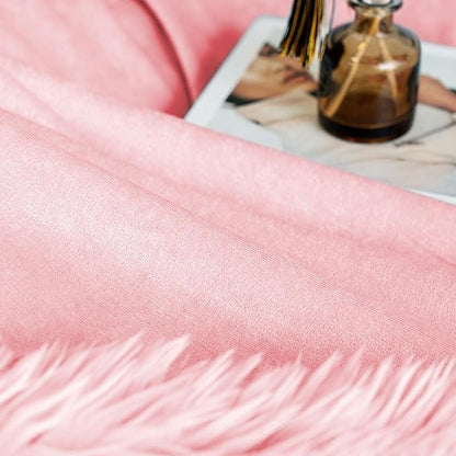 JONIYEAR Extra Large Decorative Fluffy Faux Fur Blanket Full Size 71" x 80", Soft Luxury Lightweight Furry Blankets, Accent Cozy Shaggy Plush Fuzzy Blankets for Bed, Thick Warm Winter Blanket, Pink