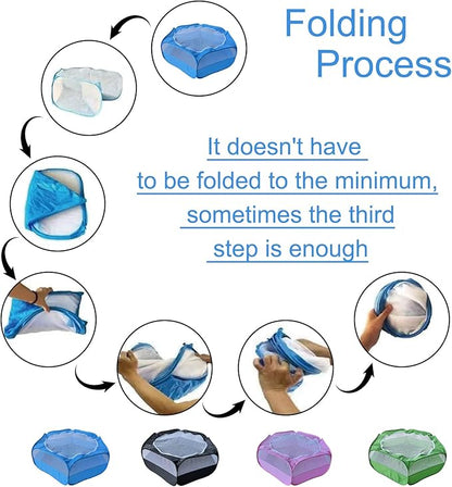 Small Animal Playpen with Zippered Mesh Cover - Portable Foldable Chicken Brooder Box, Indoor Outdoor Enclosure for Guinea Pigs, Bunny, Rabbits, Ferrets, Chinchillas, Kittens (Blue)