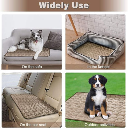 2026 Upgraded Washable Dog Cooling Mat Ice Silk Cooling Mat for Dogs Pet Self Cooling Pad Blanket Dog Cooling Pad (Q-Max>0.4) for Indoor & Outdoor Car Seats (Coffee, 40x28 in)