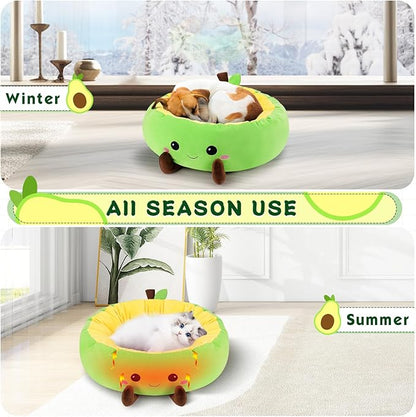 Avocado Heated Pet Bed for Cats & Dogs, Warming Cat Nest with Timer & Temp Adjustable Heating Pad