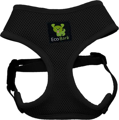 EcoBark Dog Harness - Eco-Friendly Max Comfort Harnesses - Luxurious Soft Mesh Halter - Over The Head Harness Vest- No Pull and No Choke for Medium and Large Breed Dogs (Black, XL)