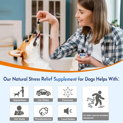1.76 Fl Oz Calm The Eff Down for Dog - Stress Relief Supplement for Dogs Natural Dog Calming Anxiety Relief for All Life Stages and Breeds - Calm Down Calming Drops for Dogs