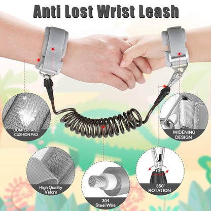 Toddler Leash for Kids-Baby Child Harness with Anti Lost Wrist Link for Boys/Girls (Blue+Black)