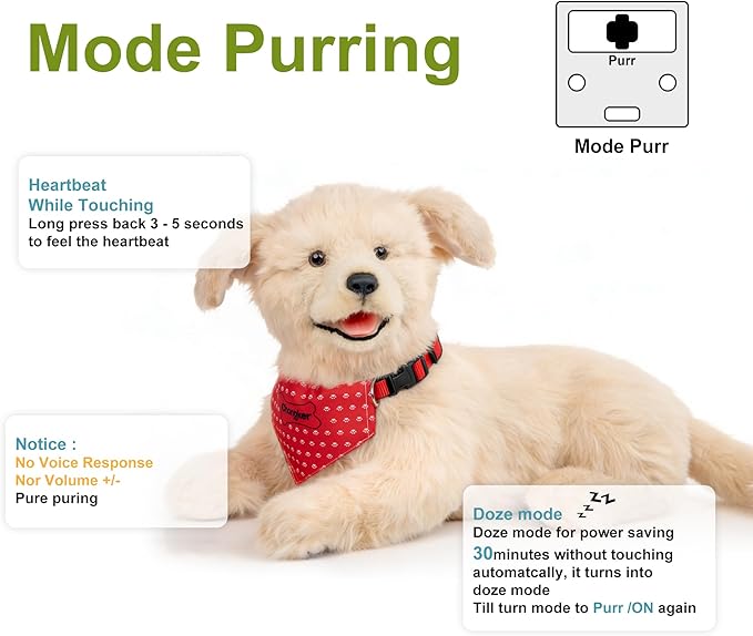 Chongker Interactive Companion Robot Dog Pets, Handmade Weighted Stuffed Animals, Cat Plush Toy with Voice Response, Realistic Heartbeat and Purring