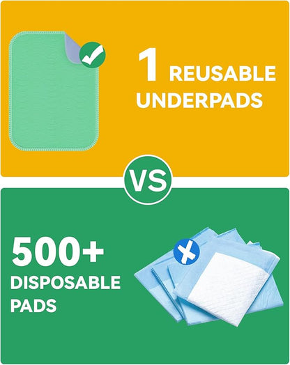 Washable Underpads Waterproof, 4 Pack 18" x24'' Heavy Absorbency Incontinence Bed Pads, Bed Wetting Pads for Babies, Kids and Pets, Soft Reusable Changing Pads for Bed