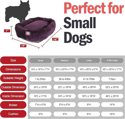 Majestic Pet Villa 24 Inch Shredded Memory Foam Dog Bed for Small Sized Dog 24x19x7 Inch–Orthopedic Pet Bed - Washable Small Puppy Mat with Head Support-Aubergine