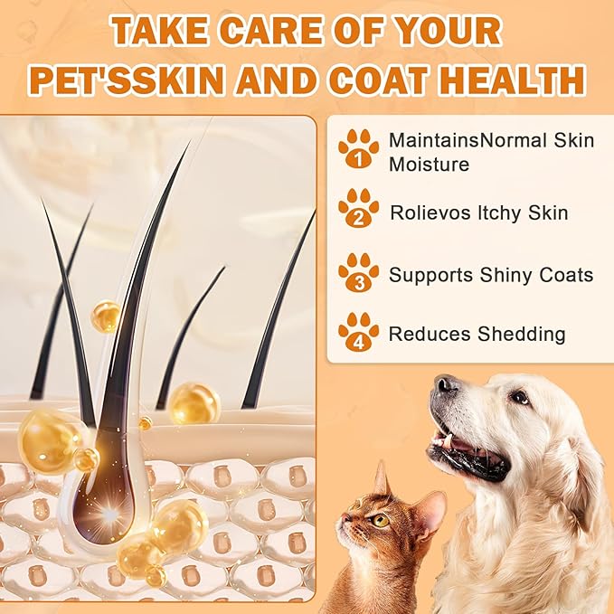 Wild Alaskan Salmon Oil for Dogs & Cats, Fish Oil Omega 3 Supplements with EPA & DHA, Support Skin & Coat, Itchy Relief, Immune, Joints & Heart Health, 8 oz