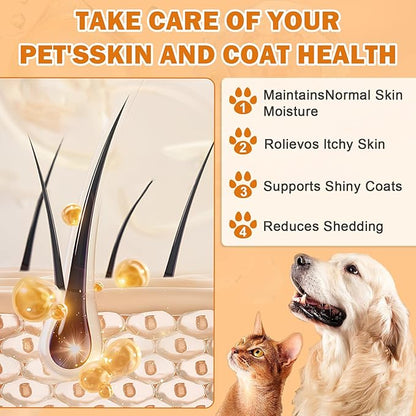 Wild Alaskan Salmon Oil for Dogs & Cats, Fish Oil Omega 3 Supplements with EPA & DHA, Support Skin & Coat, Itchy Relief, Immune, Joints & Heart Health, 8 oz