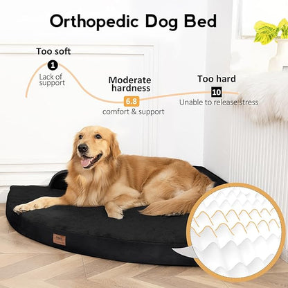 MEKIY Large Dog Bed - XL Orthopedic Egg-Crate Memory Foam Dog Beds with Removable Washable Cover, Waterproof Pet Beds with Non-Slip Bottom, Black