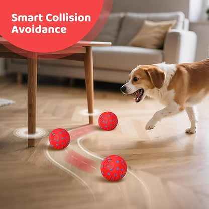 Remotely Controlled Smart Dog Ball: Automatic Bouncing, Vibration and Jumping Action Interactive Toy, Durable Duraspin for Aggressive Chewers, Rechargeable, for Indoor & Outdoor Use Red