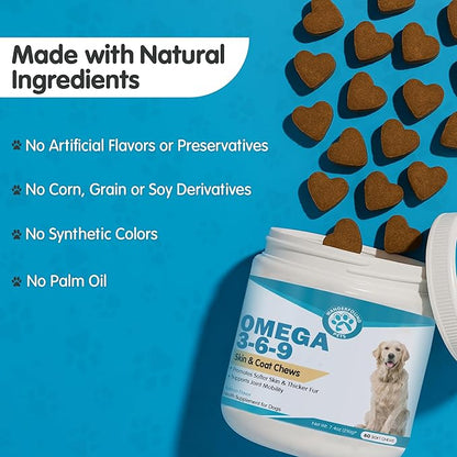 Wanderfound Pets - Omega 3 for Dogs, Skin and Coat Fish Oil, Dog Itch Relief, Soft Chews