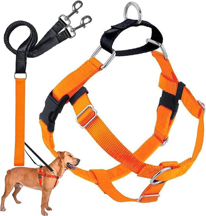 2 Hounds Design Freedom No Pull Dog Harness, Adjustable Harness and Leash Set, Easy Walking & Comfortable Control, Fits Small, Medium & Large Dogs, Solid Colors, Made in USA, 1" XXL, Neon Orange