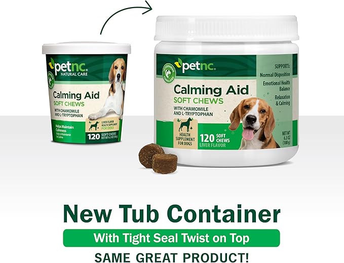 Petnc Calming Aid Soft Chews for Dogs (120 Count), For Dogs of All Sizes, Helps Promote Calmness & Relaxation, Calming Chews for Travel, Grooming, & Separation Support, Liver Flavor