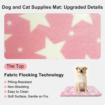 Washable Dog Bed Plush Orthopedic Outdoor Crate Mat with Non-Slip Bottom,Luxe Soft Kennel Pad for Pets, Cozy Cage Cushion & Pet Sleeping Mattress Large Sized,Medium,Small Dogs,36 x 24 inch,Pink