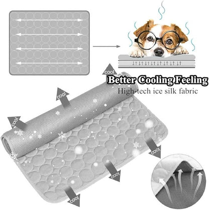 SOMOYA Dog Self Cooling Mat Pet Washable Cooling Pads Blanket Sleeping Kennel Mat,Ice Silk Sleep Mat Pad Non-Toxic Breathable Sleep Bed Beach for Large Dogs Cats (Grey, 27.5x19.7 in)