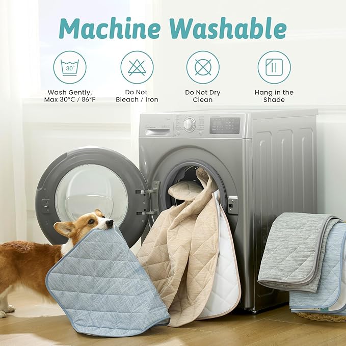 COZY KISS Dog Cooling Mat 68"x82" Q-Max>0.4, Waterproof Pet Cooling Pad, Leakproof & Non-Slip Dog Bed Cover, Washable Furniture Protector for Large Dogs, Couch, Floor (Gray)