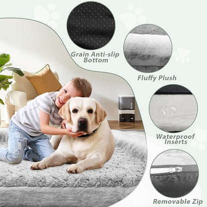 Orthopedic Dog Bed, Extra Large with Memory Foam, Waterproof & Washable Cover (36 in, Grey)