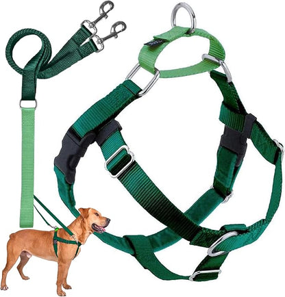 2 Hounds Design Freedom No Pull Dog Harness, Adjustable Harness and Leash Set, Easy Walking & Comfortable Control, Fits Small, Medium & Large Dogs, Solid Colors, Made in USA, 5/8" MD, Kelly Green