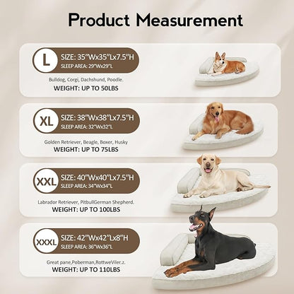 MEKIY Large Orthopedic Dog Bed with Sides XXL Dog Beds with Removable Washable Cover Non-Slip Waterproof Pet Bed for Extra Large Dogs - Beige XXL