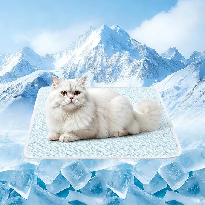Dog Cooling Mat - Instant 6-12°F Drop, Cooling Mat for Pets Q-MAX >0.5 & Machine Washable, Anti-Slip Bottom, Cool Relief Bed for Dogs & Cats Light Blue 24" x 18"