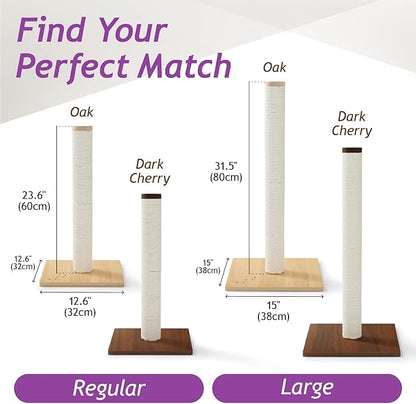 Necoichi 31.5” Tall Cat Scratching Post Kitten Scratcher Paper Rope Scratch Posts Trees with Hanging for Indoor Cats (31.5 inches for Adult Cats, Large, Dark Cherry)