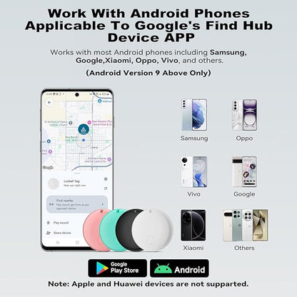 Air Smart Tag Tracker for Android, Google Android Tag Tracker Work with Google Find My Device (Find Hub), Key Finder/Luggage Tracker/Item Locator (Macaroon, 4 Pack)