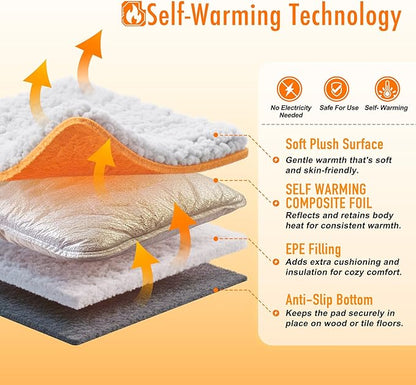 WanpeeGoo Self Warming Pet Bed for Cats & Dogs, Heated Pet Mat, 2.0 Upgraded Thermal Foil Heating Pad, Plush Self-Heating Bed for Crate, Floor, with Removable Washable Cover, Non-Slip, Gray, 22"x34"