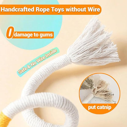 Kingtree Cat Toy Chew Ropes, 2 Pack Cotton Rope Cat Chew Toys Interactive Catnip Rope Toys for Indoor Cats Teeth Cleaning, Bite Resistant Chew Ropes Without Wire