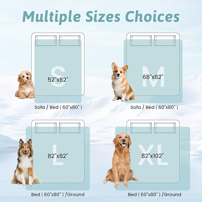 COZY KISS Dog Cooling Mat 82"x102" Q-Max>0.4, Extra Large Waterproof Cooling Dog Bed Cover, Leakproof Non-Slip Pet Mat, Furniture Protector Washable Cooling Blanket for XL Dogs, Sofa Cover (Blue)