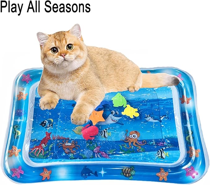Thickened Cat Water Bed Sensory Playmat 27.16 x 19.68 in Square Sensor Cat Cooling Mat for Pets Playing Sleeping All Seasons