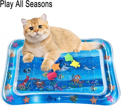 Thickened Cat Water Bed Sensory Playmat 27.16 x 19.68 in Square Sensor Cat Cooling Mat for Pets Playing Sleeping All Seasons