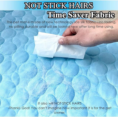 SOMOYA Dog Self Cooling Mat Pet Washable Cooling Pads Blanket Sleeping Kennel Mat,Ice Silk Sleep Mat Pad Non-Toxic Breathable Sleep Bed Beach for Large Dogs Cats (Blue, 27.5x39.4 in)