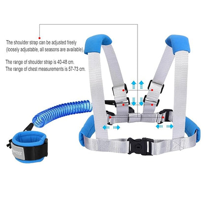 Blisstime 2 in 1 Toddler Leash - Anti Lost Wrist Link for Toddlers - Toddler Harness, Baby Leash, Leash for Toddlers, Wrist Leashes, Child Leashes for Toddlers, Not Easy to Open Without Key