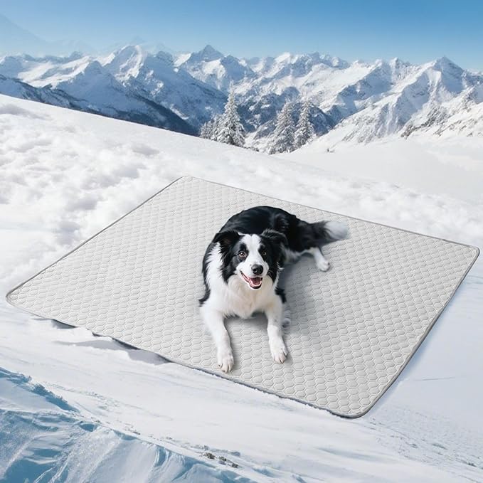 Soulbond Cooling Mat for Large Dogs - 40"x50" Washable Machine Cooling Pad for Puppy, QMAX>0.3, Anti-Slip Bottom, Portable Summer Cool Pet Bed Pad for Outdoor/Indoor/Cars/Travel Use, Light Gray