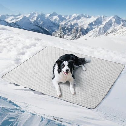 Soulbond Cooling Mat for X-Large Dogs - 50"x60" Washable Machine Cooling Pad for Puppy, QMAX>0.3, Anti-Slip Bottom, Portable Summer Cool Pet Bed Pad for Outdoor/Indoor/Cars/Travel Use, Light Gray