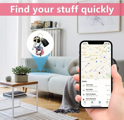 Leather Keychain Holder Case Compatible with AirTag,Cute Protective Cover with Keyring and lanyard,Anti-Scratch Finder GPS Tracker Case for Wallet Keys,bag,pets,Backpack(P)