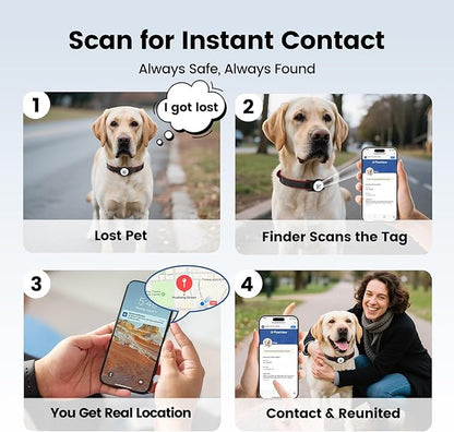 Smart Dog Tracker for Collar, for iOS & Android, Pet Location Tracker with Holder, No Monthly Fee, Real-Time Location Updates, IPX6 Waterproof, 365 Days Battery Life, GPS Dog Tracker, Black