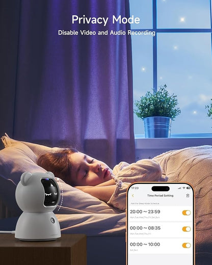 2.5K Camera for Home Security, Non-Subscription AI Human/Pet/Crying Detection, 4MP Dog/Cat/Pet Camera Indoor with Phone App, Pan Tilt 2.4G WiFi Indoor Cameras, IR Night Vision, Full Duplex 2-Way Audio