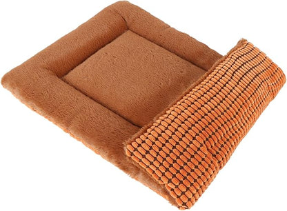 Reversible Dog Bed Mat with Plush and Corn Velvet,Soft Warm Pet Cushion, Dual Purpose Washable Sleeping Mattress Bed for Small Medium Large Dog and Cat XB004 (48"*30", Orange)