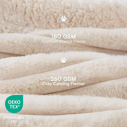 Luciphia Waterproof Dog Blanket for Medium Large Dogs Ultra-Soft Calming Cut Pile Flannel Throw Durable & Warm Furniture Protection for Couch Car Pet Blanket Machine Washable Soft White,M(57''x40'')
